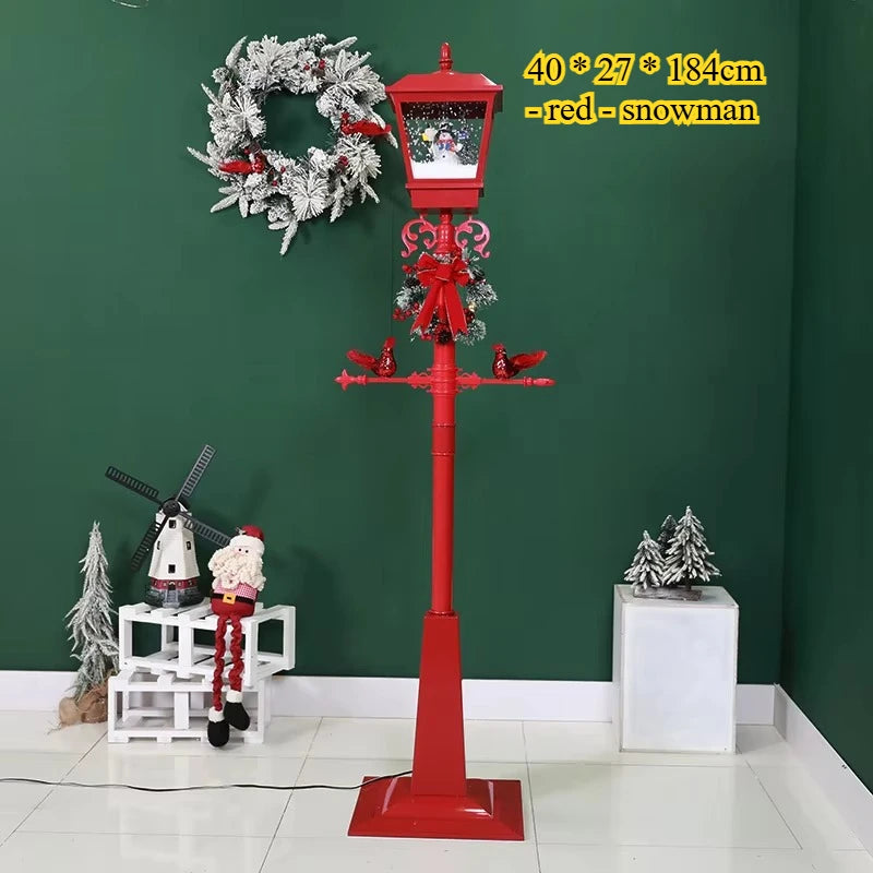 Simulation cast iron flower design Christmas decoration snow light outdoor park street decoration retro Christmas lamp post