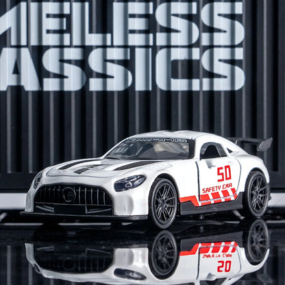 AMG Diecast Car Model, Alloy Sports Car Decor, White Collectible Vehicle with Openable Doors, Premium Ornament for Car Fans