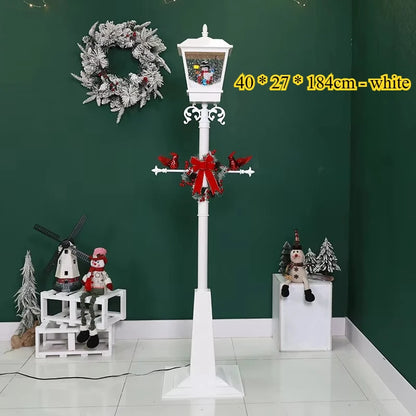 Simulation cast iron flower design Christmas decoration snow light outdoor park street decoration retro Christmas lamp post