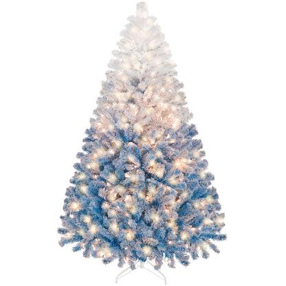 6ft Pre-Lit Snow Flocked Artificial Christmas Tree, 250 Lights