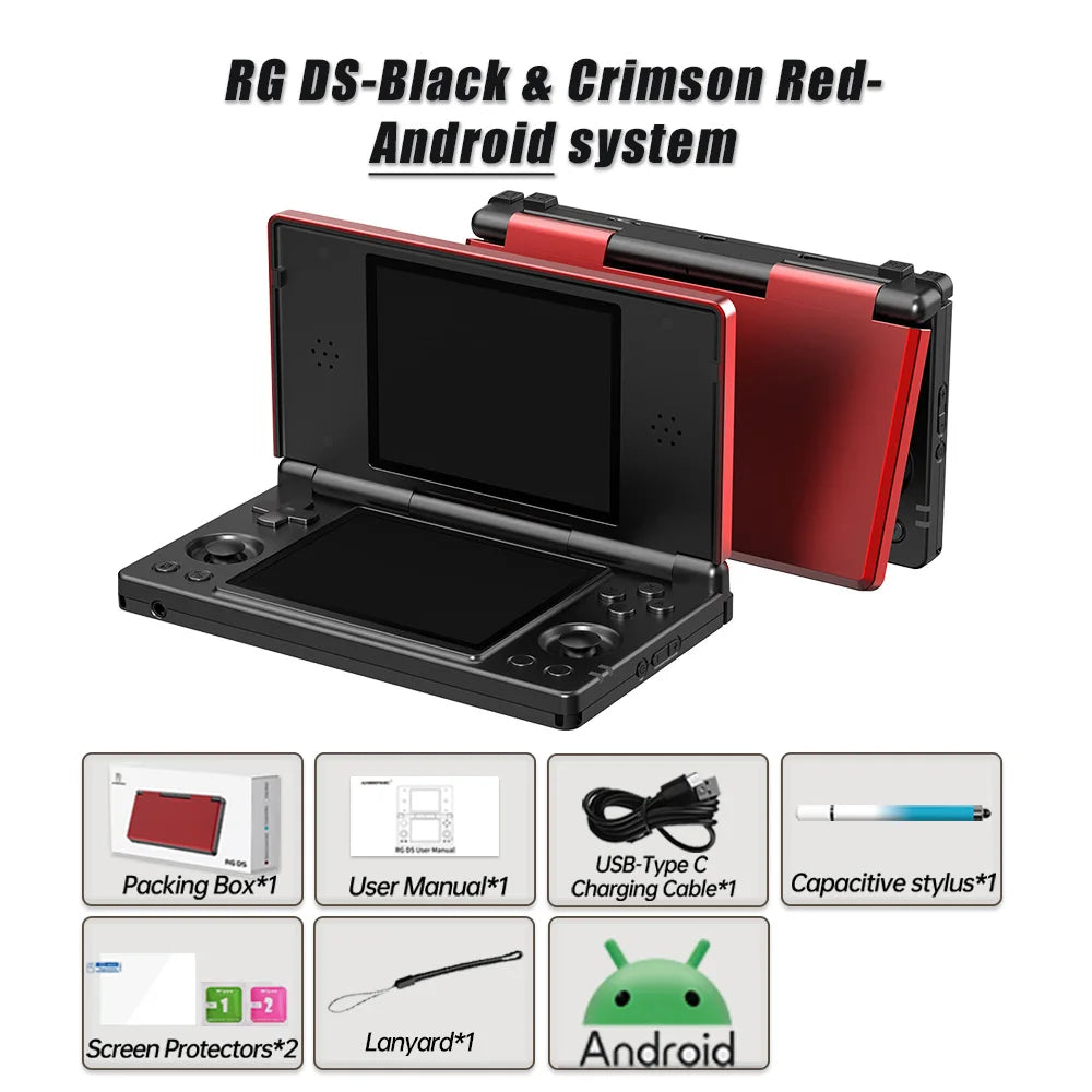 Anbernic RG DS Retro Video Game Console 4 Inch IPS Dual Multi-touch Screen Android 14 Flip Game Player RGDS For Christmas Gift