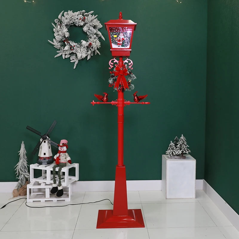 Simulation cast iron flower design Christmas decoration snow light outdoor park street decoration retro Christmas lamp post