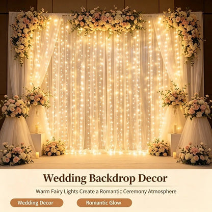 USB LED Curtain Lights with Remote Control, Christmas Fairy Lights for Wedding Birthday Bedroom Party Home Decor