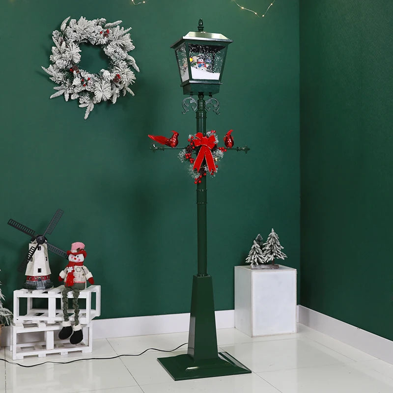 Simulation cast iron flower design Christmas decoration snow light outdoor park street decoration retro Christmas lamp post