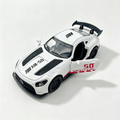 AMG Diecast Car Model, Alloy Sports Car Decor, White Collectible Vehicle with Openable Doors, Premium Ornament for Car Fans