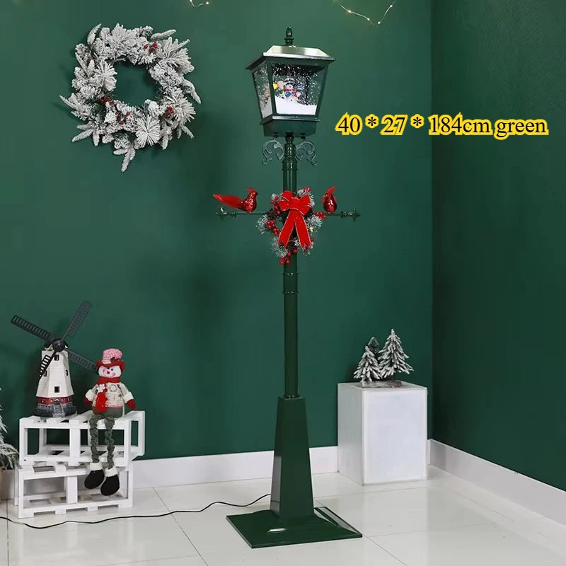 Simulation cast iron flower design Christmas decoration snow light outdoor park street decoration retro Christmas lamp post