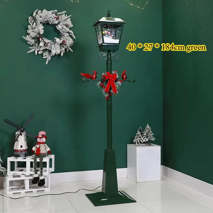 Simulation cast iron flower design Christmas decoration snow light outdoor park street decoration retro Christmas lamp post
