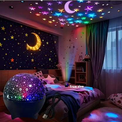 RGB Night Lights LED Projector Light Starry Moon Galaxy Projection Lamp 5V USB for Kids Present Christmas Gift Room Decorations