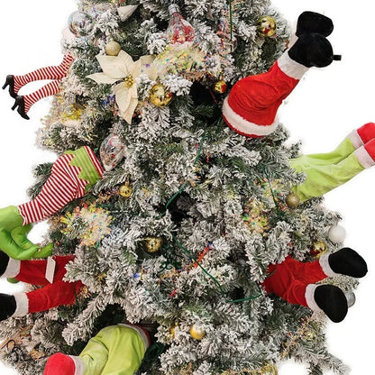 Electric Swing Grinch Leg Ornament, Creative Xmas Tree Hanging Decor, Animated Shaking Leg Christmas Home Party Pendant