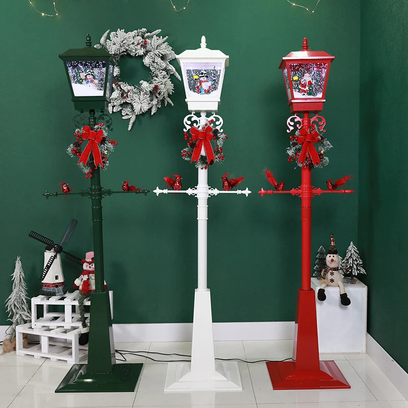 Simulation cast iron flower design Christmas decoration snow light outdoor park street decoration retro Christmas lamp post