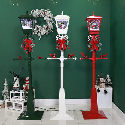 Simulation cast iron flower design Christmas decoration snow light outdoor park street decoration retro Christmas lamp post
