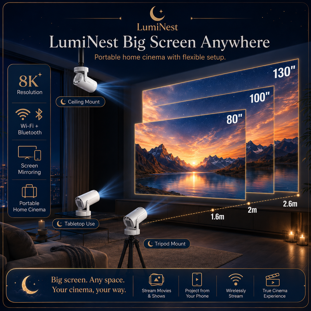 LumiNest Smart 8K Projector