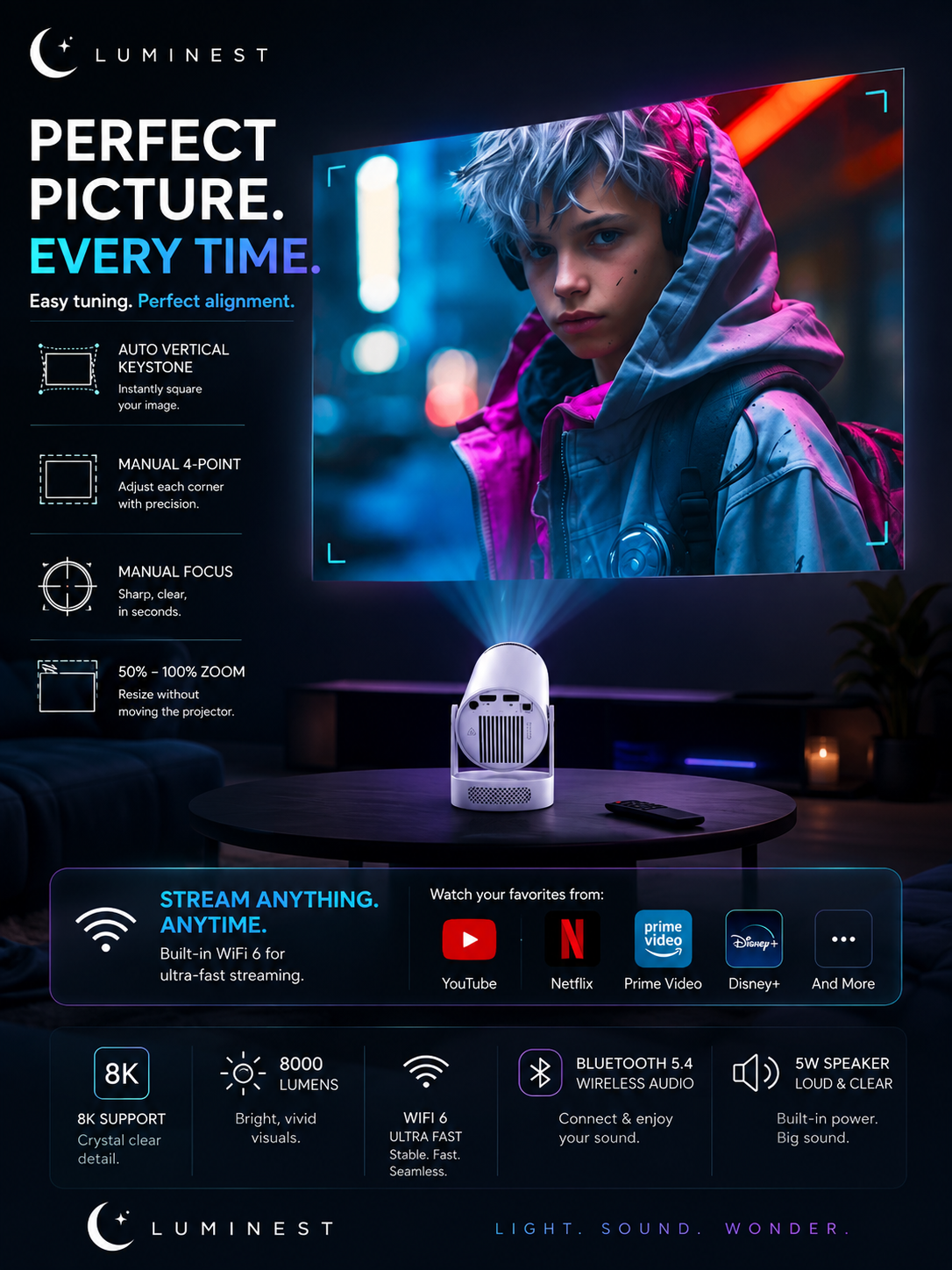 LumiNest Smart 8K Projector