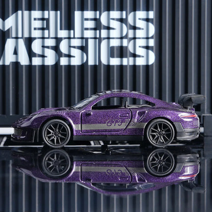 Diecast GT3 RS Model, Alloy Supercar Decor, 11cm Purple Collectible Vehicle with Openable Doors, Premium Ornament for Car Enthus