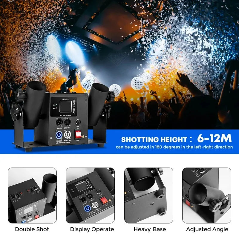 2 Shot Confetti Machine Electric Confetti Cannon Shooters Launcher for Wedding Party Christmas