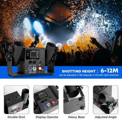 2 Shot Confetti Machine Electric Confetti Cannon Shooters Launcher for Wedding Party Christmas