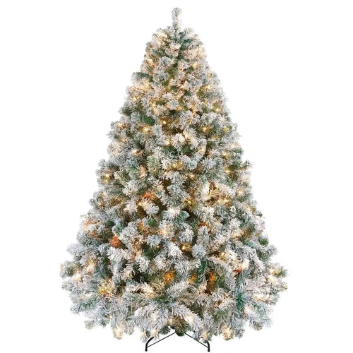 6ft Pre-Lit Snow Flocked Artificial Christmas Tree, 250 Lights