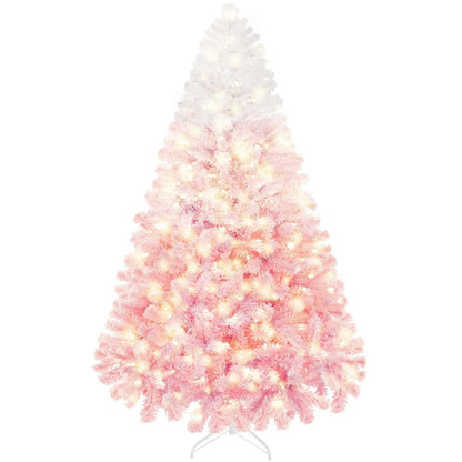 6ft Pre-Lit Snow Flocked Artificial Christmas Tree, 250 Lights