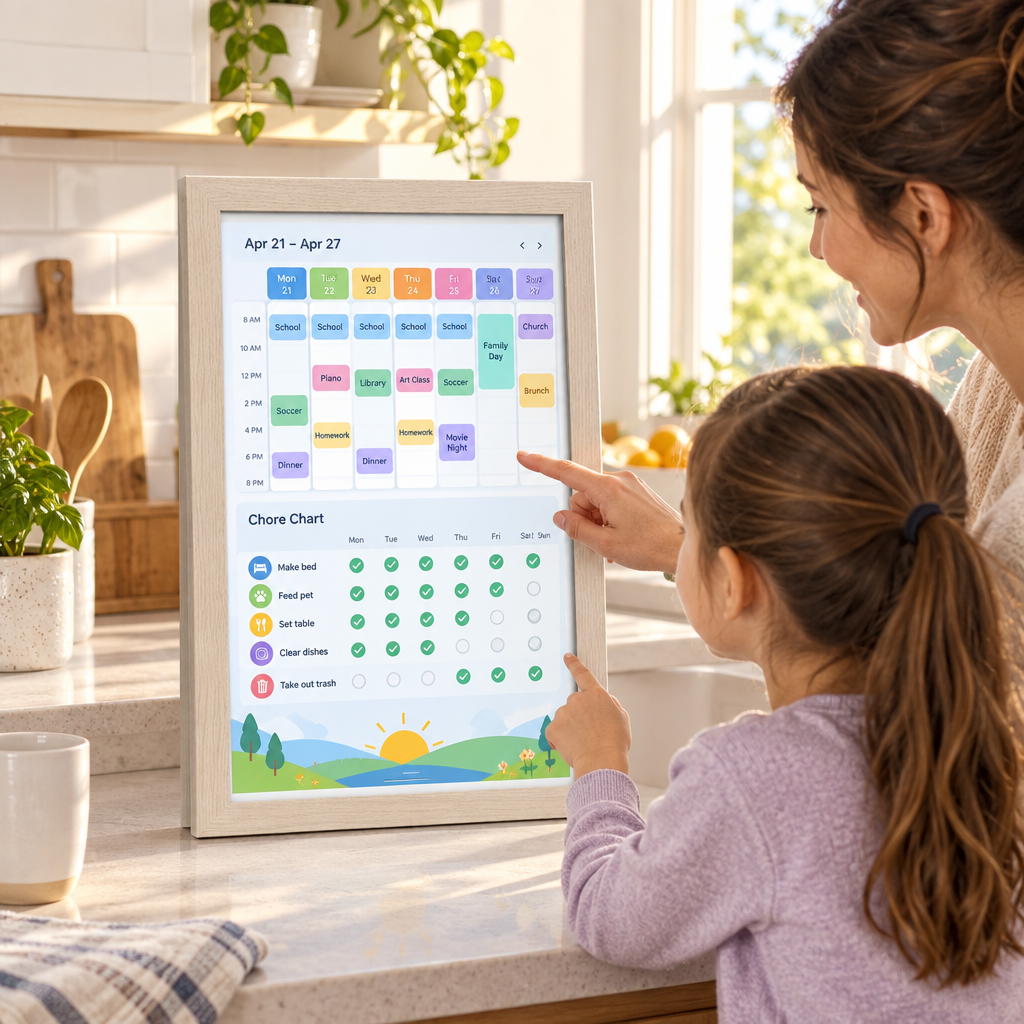 21.5" Smart Touch Screen Family Calendar in use at home